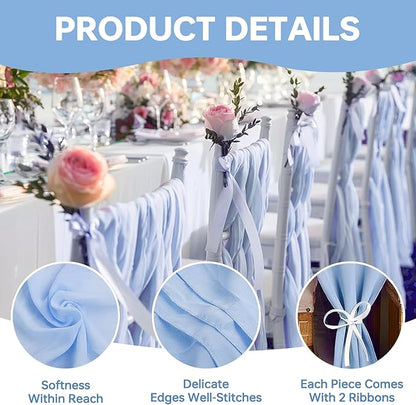 Blue Shimmery Glitter Chiffon Table Runner 35x120 Inches for Wedding Bridal Shower Outdoor Dining Party Table Decor