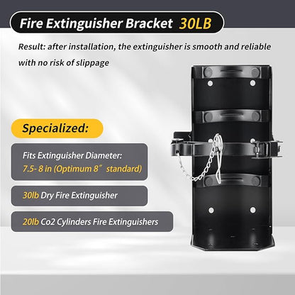 𝙐𝙥𝙜𝙧𝙖𝙙𝙚 Heavy Duty Fire Extinguisher Bracket，Wall Mount Fire Extinguisher Holder-St12 Steel, Fit 30 lb Dry/20 lb CO2 Extinguisher for School Boat Truck Replace amerex 811, 3-Yr Service