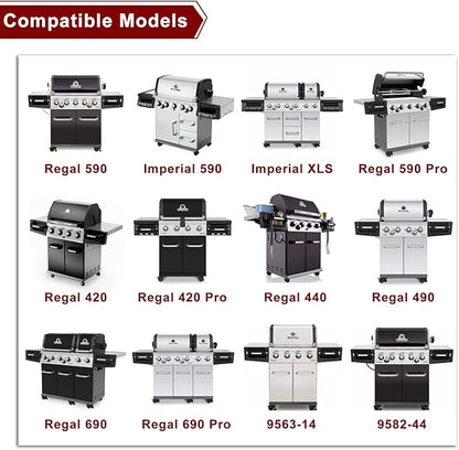 Hiorucet Grill Parts for Broil King 9561-54, 9561-57, 9561-64, 9561-67, Imperial XLS, Regal 420, Regal 440, Regal 490, Regal 590, Regal 590 Pro, Regal 625, Cast Iron Grill Grates for Broil King Parts