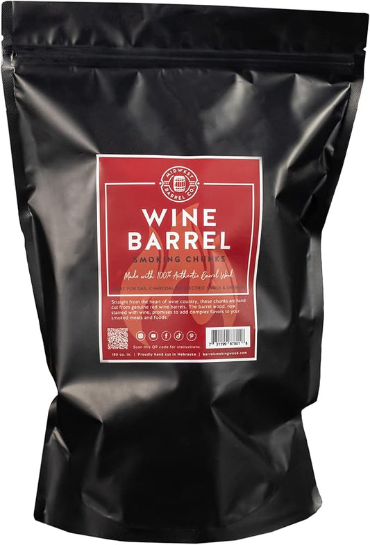 Midwest Barrel Company Authentic Barrel BBQ Smoking Wood (Bourbon Barrel Smoking Wood Chunks) – Slow Burning Wood Chunks for BBQ, Grilling, and Smoking – Premium Oak Wood for Smoky Flavor in Meats