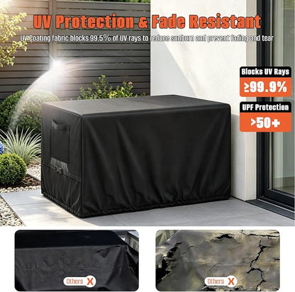Kovshuiwe Deck Box Cover 50" L x 24" W x 24" H, 600D Oxford Cloth | 100 Gallon Deck Storage Box Bin Cover Keeping for Rectangular Resin Storage Box, Patio Bin Container Boxes Covers, Black