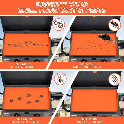 22" Silicone Griddle Mat Cover for Blackstone, Protect Your Blackstone from Dirt and Rust Throughout the Year, Waterproof and Insect-Proof Mattress Protector, Food Grade Silicone Grill Mat (Orange)
