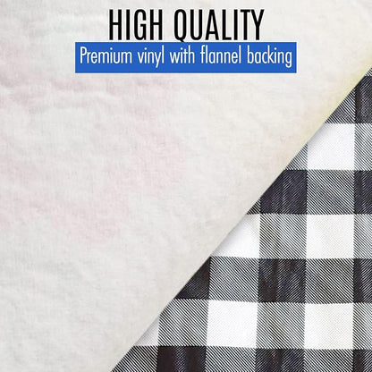 Premium Picnic Table Cover with Bench Covers Vinyl Fitted picnic table covers with Elastic RV Camping Accessories and Camper must haves Waterproof (Black Gingham, 96 x 30(8ft)) with skewers