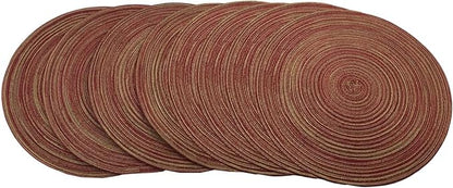 Red-A, Placemats, Round Placemats for Dining Table Set of 8 Woven Heat Resistant Non-Slip Kitchen Table Mats Diameter 14 Inch(Wine)