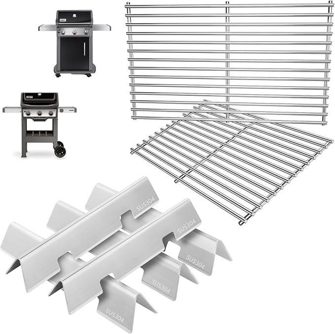 Spirit Grill Parts for Weber GS4 Spirit II/I 300 SER E310 E320 S320 Accessories for Weber GS4 Spirit 2 Replacement Flavorizer Bars 3400302 7636 67046 & Grill Grates 7638 7856 7860, 304 Stainless Steel