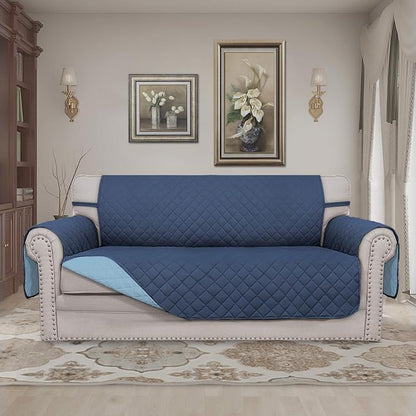 Easy-Going Reversible Couch Cover, 2 Cushion Sofa, Dark Blue/Light Blue | Oversized Loveseat Slipcover For Dogs, Water Resistant Mat, Living Room, Non-Slip Sofa Cover, Pet Friendly