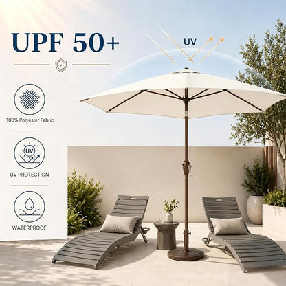 7.5ft Patio Umbrella, Outdoor Table Market Umbrella with Smooth Crank Lift, 6 Windproof Fiberglass Ribs, UPF50+ UV Protection for Deck, Pool, Garden and Backyard