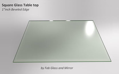 Tempered Glass Table Top 34 Inch Square Beveled Edge Clear Surface 1/2 Inch Thick for Home Office or Outdoor Furniture by Fab Glass and Mirror