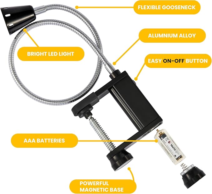 BBQ Grill Lights Magnetic Base Super-Bright LED Lights-360 Degree Flexible Gooseneck, Weather Resistant, Task Lighting Barbecue Grilling Gifts for Men Dad Husband (Black, 1 Pack)