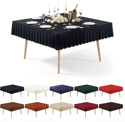 PARTISKY Black Spandex Square Tablecloths 54x54 Inch, Wrinkle Free Fitted Card Table Cloth Stretch Square Table Cover for Kitchen Dinner, Holiday Party, Wedding Banquet, Display Trade Show