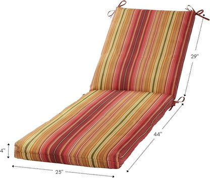 Outdoor Reversible Chaise Lounge Chair Cushion, Cinnamon Stripe