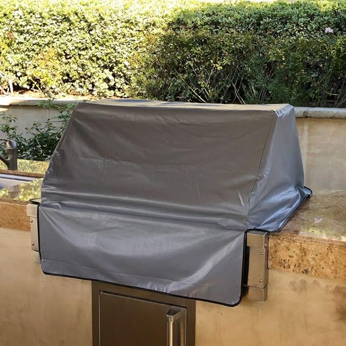 Formosa Covers Heavy Duty 56 Inch Built-in Grill Cover - Outoor Gas Grill Cover, Waterproof Vinyl + Cotton-Lined, Peel and Stick Fasteners 56" L x 30" D x 16" H Vinyl Grey