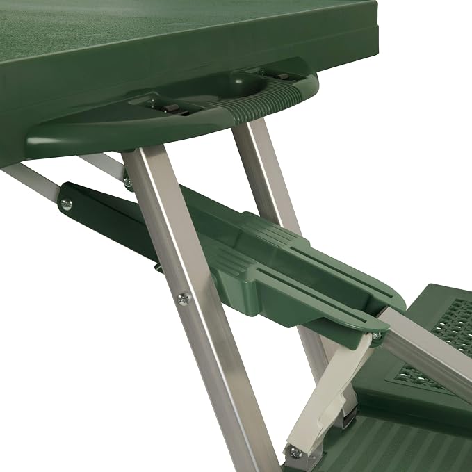 Picnic TIME Portable Folding Picnic Table with Seats for 4, Collapsible Aluminum Table with Benches & Umbrella Hole, Lightweight Foldable Table for Camping, Travel, Backyard, Tailgating | with Umbrella Hole