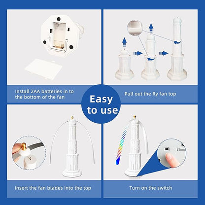4pcs Fly Fans for Tables, Repellent Fan to Keep Flies Away, Portable Deterrent Spinner for Picnic, Restaurant, Party, Home, BBQ (White)