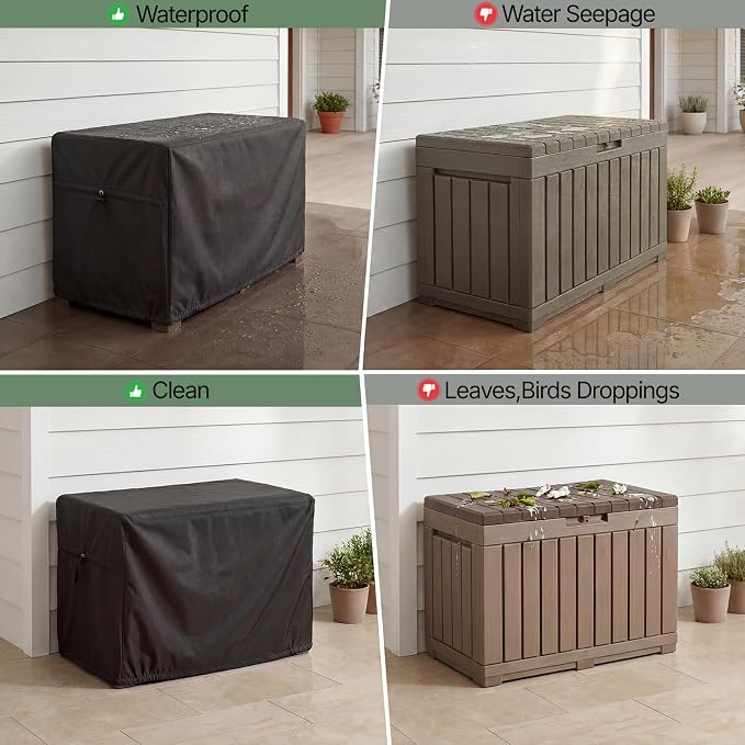 SheeChung Deck Box Cover Waterproof,600D Polyester Cover 58" Lx33 Wx34 H | Fit for Keter XXL 230 gallon Deck Storage Box,Heavy Duty Outdoor Storage Box Cover,Adjustable Drawstrings,Anti-fouling