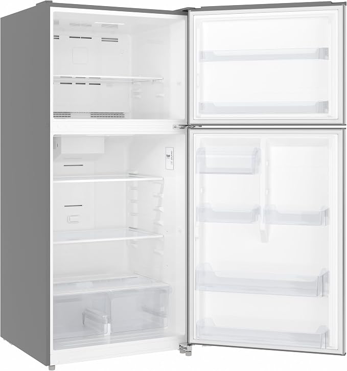 KoolMore 30 Inch 18 Cu Ft Top Freezer Refrigerator, Stainless Steel, Freestanding Full Size Fridge Freezer for Home Kitchen or Garage