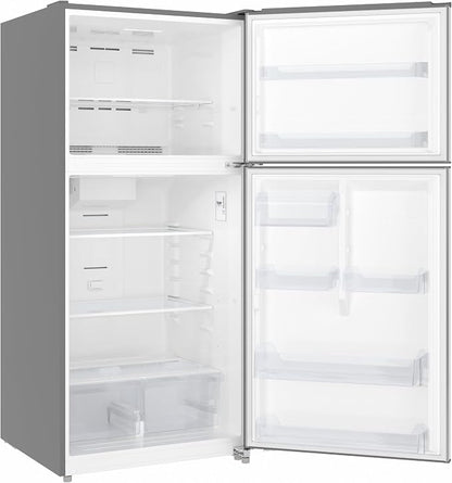 KoolMore 30 Inch 18 Cu Ft Top Freezer Refrigerator, Stainless Steel, Freestanding Full Size Fridge Freezer for Home Kitchen or Garage
