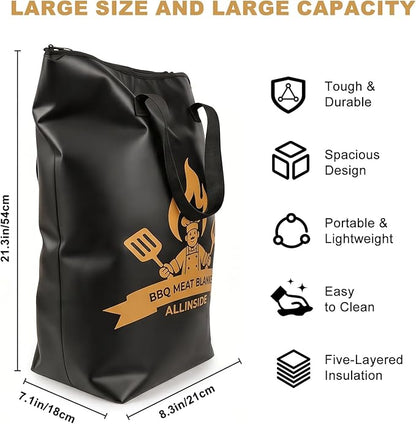 Allinside BBQ Blanket for Resting Meat - Extra Large Insulated Meat Resting Bag with Meat Shredder Claw, Grill Tongs, Butcher Paper, Greeting Card & Lanyard | Professional Grilling Kit for Smoker