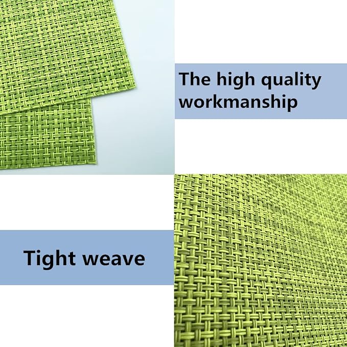 WAZAIGUR Placemats,Easy to Clean Crisscross Woven Vinyl Place Mats Durable Non-Slip Heat Resistant Table Mats,Placemats for Kitchen Table (Green, 4)