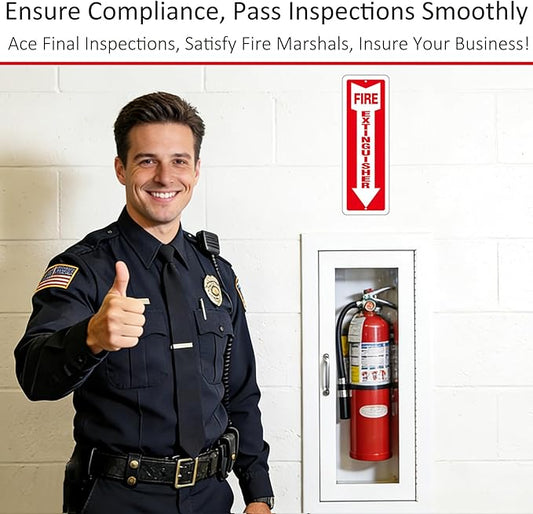 (8 Pack) Self-adhesive Fire Extinguisher Sign, 12" x 4" Durable Plastic Fire Extinguisher Sticker for Business and Home Use, Indoor, Outdoor, 20 Mil Thick PVC Safety Signs, Weather-resistant, No Fade, Easy to Install