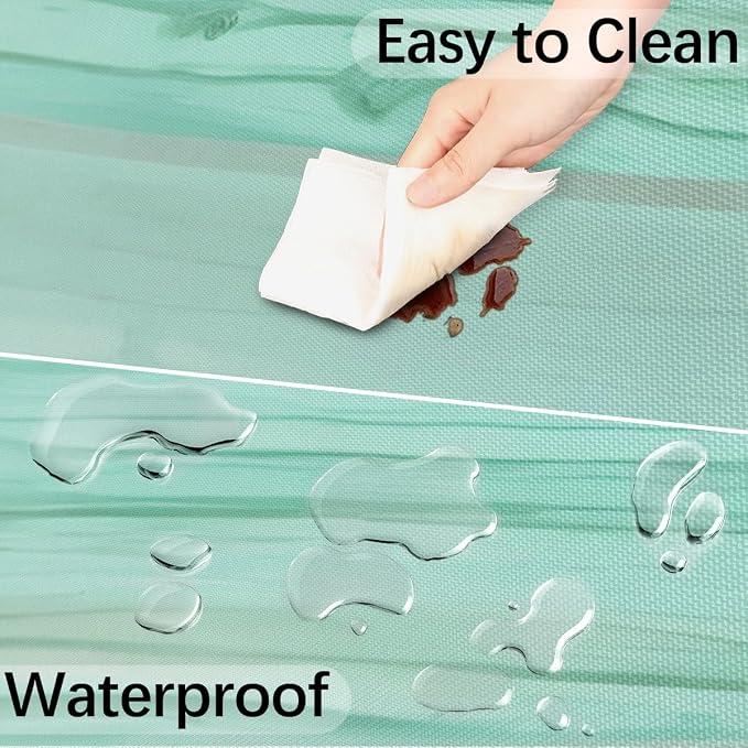 Fitted Round Tablecloth with Umbrella Hole and Zipper Green Stripes Texture Outdoor Elastic Table Cloth 45"-56" Oil-Proof Waterproof Gradient Patio Table Cover for Party Outdoor