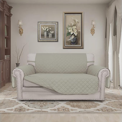 Easy-Going Reversible Loveseat Couch Cover for 2 Cushion Couch Sofa Cover for Dogs Water Resistant Furniture Protector with Foam Sticks Elastic Straps for Pet (Loveseat, Beige/Beige) | Machine Washable Slipcover For Dogs, Water Resistant Furniture Mat ...