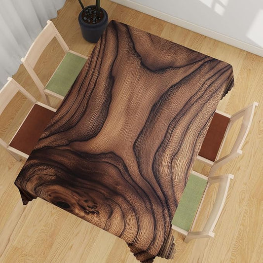 Wood Grain Decorative Rectangle Table Cloth Brown Vintage Walnut Wood Grain Rustic Rectangle Polyester Table Cloths Kitchen Table Cover for Dining BBQ Picnic Coffee Table 52" x 70" 4-6 Seats