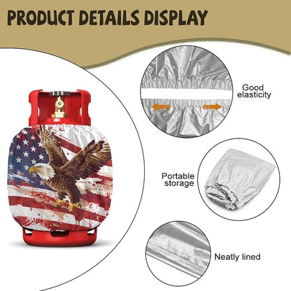 Propane Tank Cover 20lb Gas Tank Cover Outdoor 600D Waterproof Heavy Duty Covers Fits Standard 20 lb Cylinder, 13.7'' x 16.5'' USA Flag Eagle
