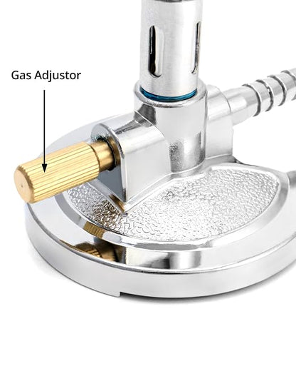 QWORK Lab Bunsen Burner for Natural Gas & Propane, 2 Pack Adjustable Lab Gas Burner with Needle Valve and Air Intake Regulator - Zinc Alloy Base and Copper Tube for Heating and Soldering