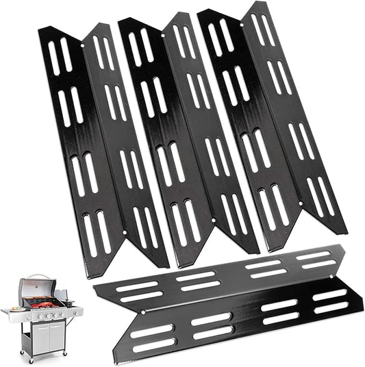 4 Packs Heat Plate for Captiva Designs/G41 Pro/ Sophia & William 4-Burner Propane Gas BBQ Grill with Side Burner, Heat Shields Replacement Parts for Electactic 3-Burner, Porcelain Steel 14.17''L