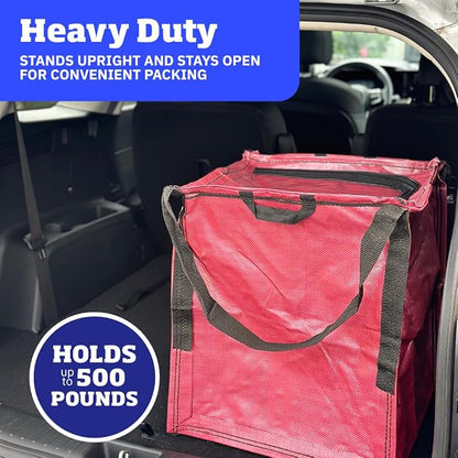 DURASACK 22-Gallon Zipper Top Heavy Duty Storage Tote Bags, 4-Pack, Red | Rugged Woven Polypropylene Moving Bag, Reusable Self-Standing Design, Holds up to 500 Pounds