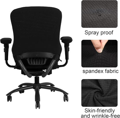 Tallew 4 Pcs Office Chair Covers Stretchable Armrest Seat,XL,Black | Universal Fit Office Desk Chairs, Protective Seat Backrest Slipcovers, Stretchable Prevent Wear, Easy Install for Rotating