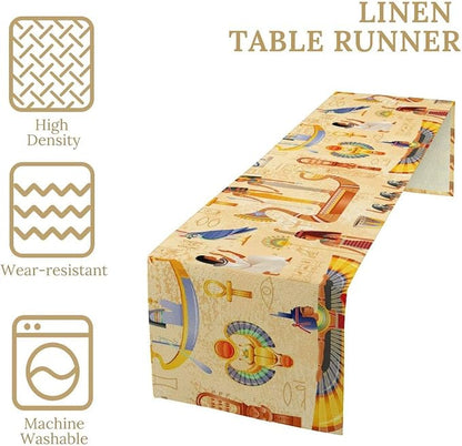 Egypt Table Runner Egyptian Ankh Goddess Wing Holiday Party Decoration Home Kitchen Island Dining Room Decor 13x60 Inch