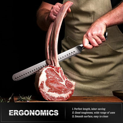 YFWOOD Slicing Carving Knife, 12 inch Brisket Knife for Meat Cutting, BBQ, Turkey – Razor Sharp High Carbon Stainless Steel Slicing Knives, Full Tang, Ergonomic Handle, Professional Chef's Knives
