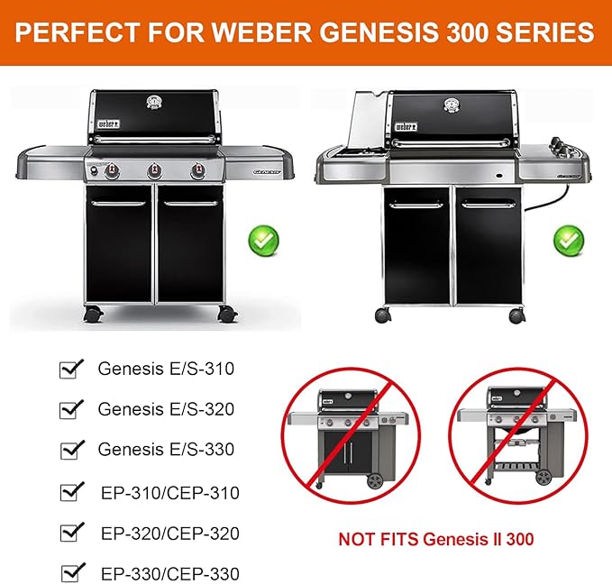 7566 Cast Iron Grill Griddle for Weber Genesis 300 Series Gas Grills, Griddle Accessories for Weber Genesis E-310 S-310 E-320 S-320 E-330 S-330 EP-310 EP-320 EP-330 CEP-310 Burner Gas Grills,1Pack