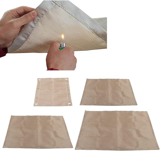 Topyond Outdoor Camping Fireproof Mat, Portable Fibreglass Flame Retardant Cloth, Picnic BBQ Insulation Mat with Storage Bag for Outdoor Wood Burning Fire Pit and BBQ Smoker(Small)