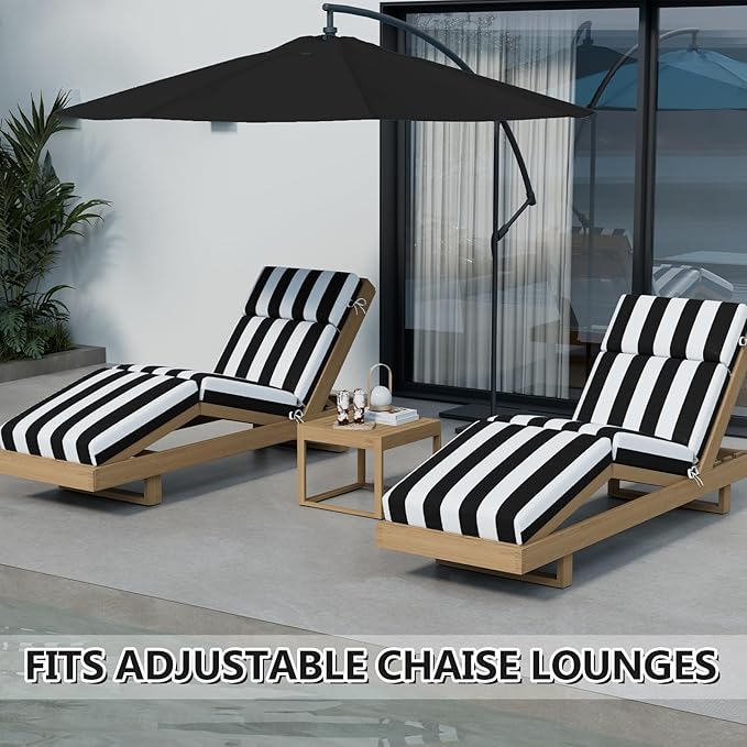 2 Pcs Chaise Lounge Cushions Outdoor, 80 x 26 x 4 Inch Lounge Chair Cushions for Outdoor Furniture - Waterproof Lounge Patio Replacement Cushion, 4In Fade-Resistant ThickPatio Chaise Lounge Cushion
