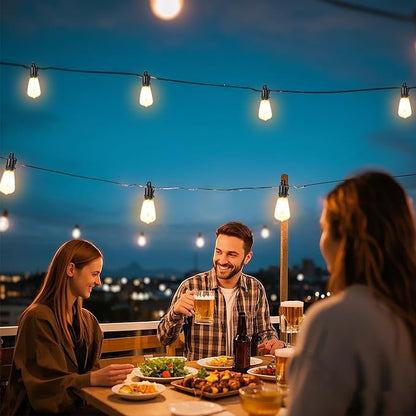 100FT Solar String Lights ourdoor Waterproof,Patio Lights Solar Powered with Remote,ST38 32 Vintage Edison Bulbs,Solar lights Outdoor Waterproof, Outside powered Hanging Lights for patio furniture set