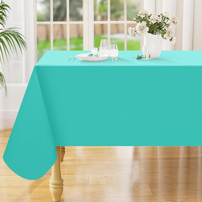 Smiry Rectangle Table Cloth 60x102 Inch, Waterproof Wipeable Vinyl Tablecloths Protector, Oil Spill Proof Plastic Table Cover for Dining, Picnic, Camping, Outdoor, Teal