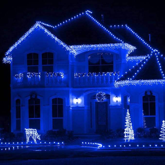 105FT 300 LED Christmas String Lights, End to End Plug 8 Modes | Christmas Lights UL Certified Outdoor Indoor Fairy Light Christmas Tree, Patio, Garden, Party, Holiday (Blue)