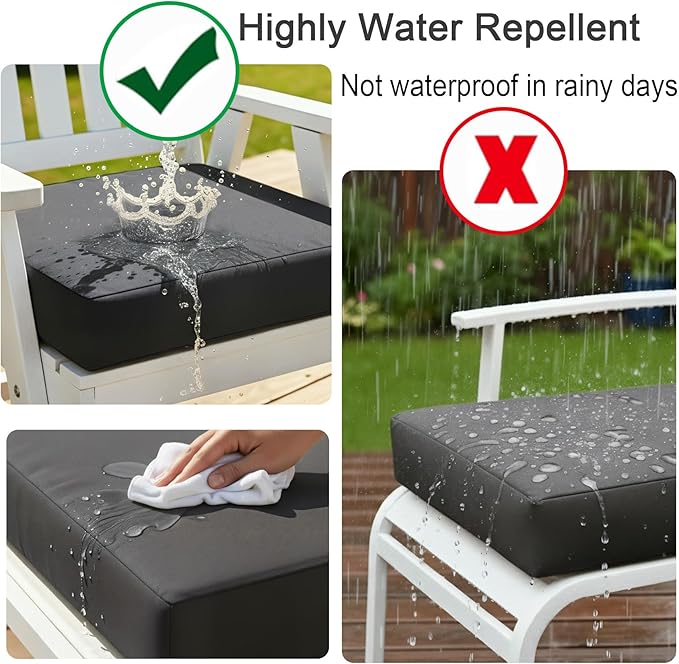 NettyPro Patio Cushion Covers Replacement Set 4 Water Repellent UV Resistant Outdoor Chair Seat Cushion Slipcover with Zipper and Tie, 24 x 22 x 4 Inch, Grey