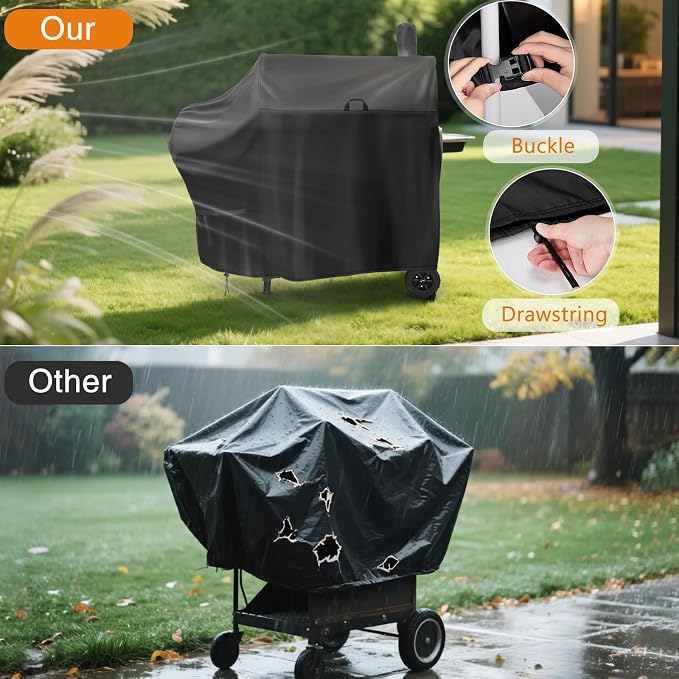 Grill Cover for Royal Gourmet CC1830FC Offset Smoker-46x28x48in | 46inch OutdoorSmoker Coverfor Barrel Charcoal Offset Grill 35in,Heavy Duty,Waterproof