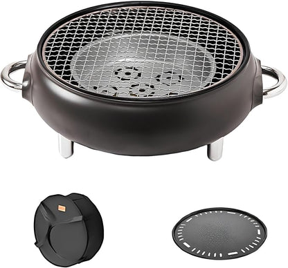 Mini Portable Barbecue Grill, Outdoor BBQ Grill Korean Style Charcoal Grill, Easy to Assemble and Clean, A Variety of Packages Available(Dark Gray,D)