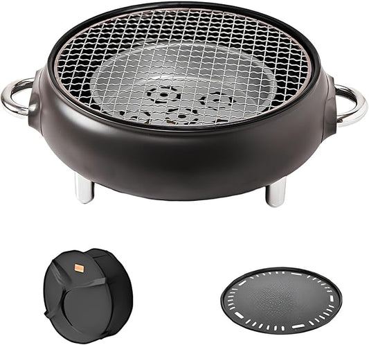 Mini Portable Barbecue Grill, Outdoor BBQ Grill Korean Style Charcoal Grill, Easy to Assemble and Clean, A Variety of Packages Available(Dark Gray,D)