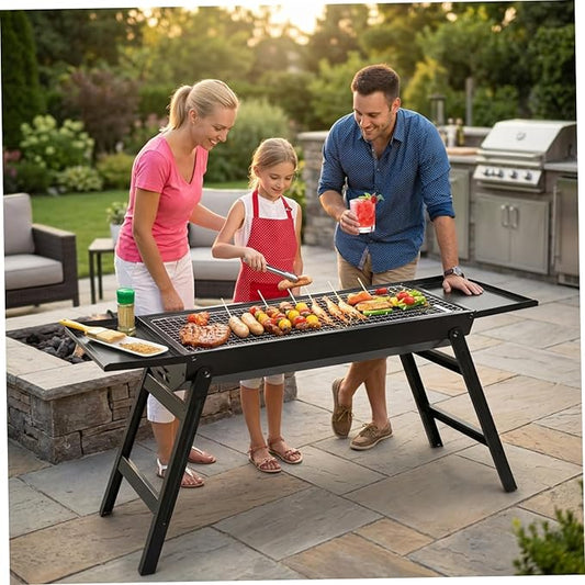 Slot Grill Collapsible, Portable Charcoal Grill with Exclusive Drawer for Easy Ash & Charcoal Add, Foldable BBQ Grills for Camping, Backyard, Picnic