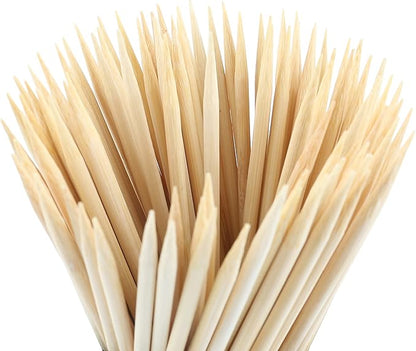 Natural Bamboo Skewers, 100Pcs 8Inch BBQ Sticks for Appetiser, Fruit, Cocktail, Kabob, Chocolate Fountain, Grilling, Barbecue, Kitchen, Crafting, Gardening and Party
