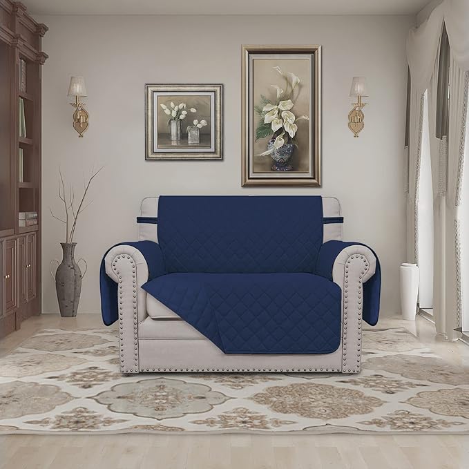 Easy-Going Reversible Couch Cover, Oversized Chair, Navy/Navy | Machine Washable Slipcover For Dogs, Water Resistant Furniture Mat For Living Room, Non-Slip Sofa Cover, Pet Friendly