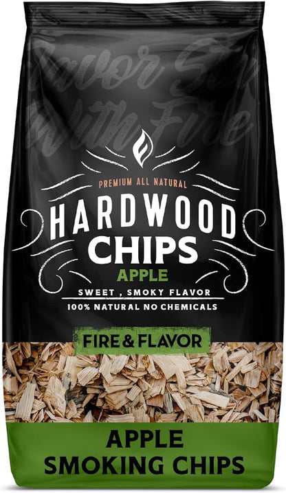 Fire & Flavor Premium All Natural Wood Chips for Smoking - Smoker Accessories Gifts for Men and Women - Apple - 2lbs