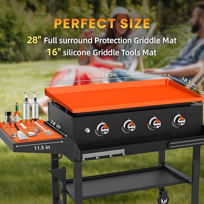 TAOMAND 28" Blackstone Silicone Griddle Cover and 16" Blackstone Griddle Accessories | Comprehensive Protection | Thick & Durable | Reusable & Premium Food-Grade Silicone Grill Mat | from Dirt & Rust