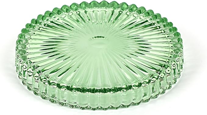 Modern Clear Coaster Set of 8- Glass Coasters for Drinks Crystal Coasters Round Cup Coaster Coffee Table Decor for Office, Kitchen, Bar, Dining Room, Living Room, Patio(Clear Green)
